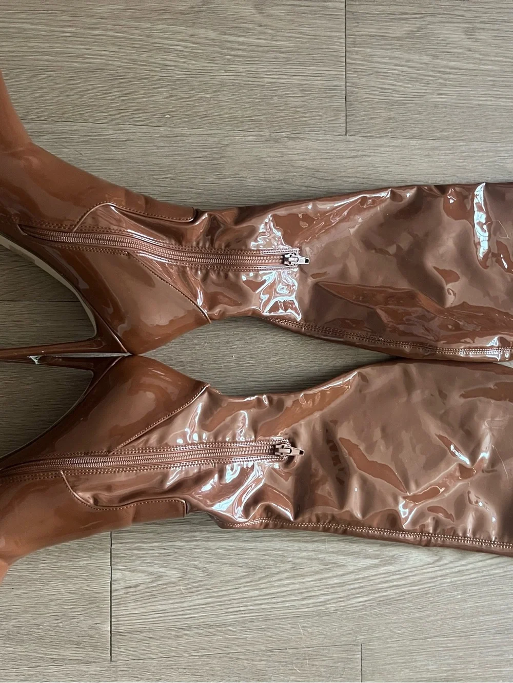 Steve Madden Brown Patent Over-the-Knee Stiletto Boots
